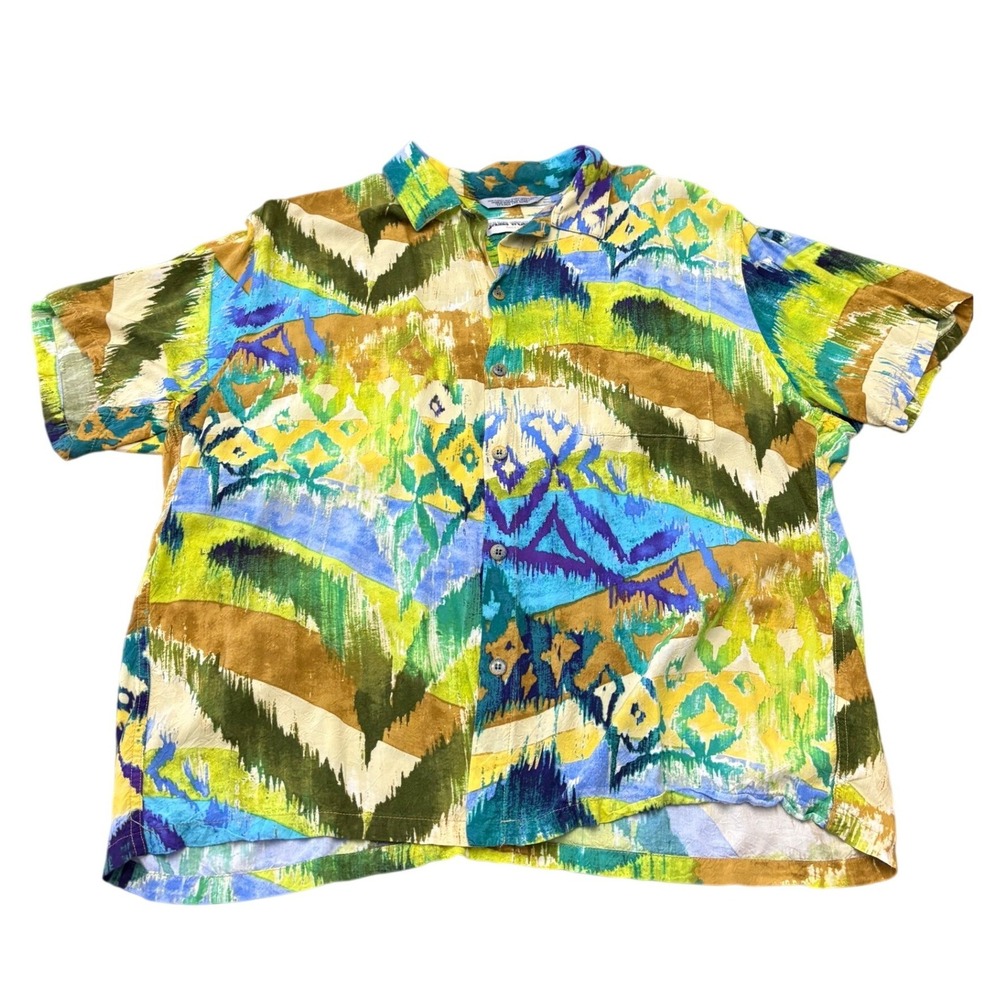VTG Jams World Mens XL Aloha Shirt Abstract Geometric Japanese Rayon Hawaii Made